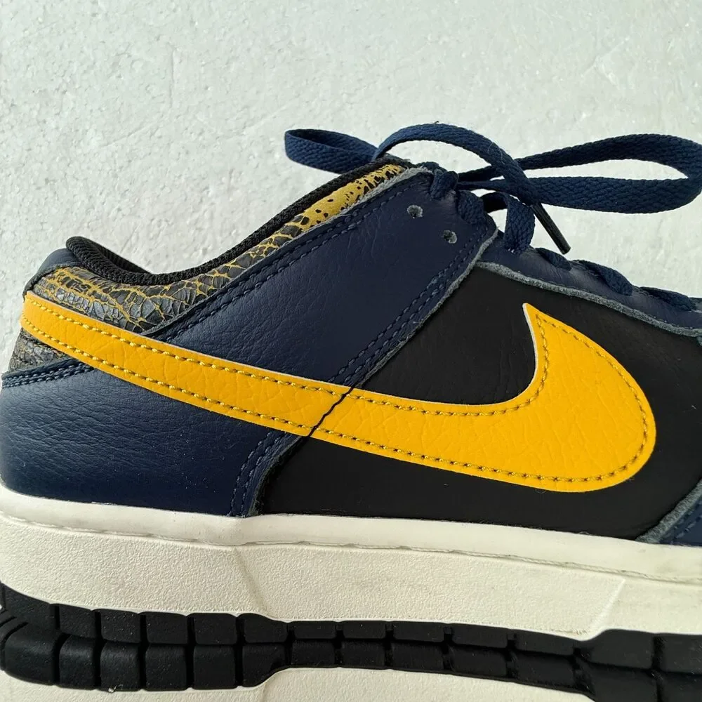Size 12 -Nike Dunk Low Shoes Vintage Michigan Blue Black Yellow FZ4014-010 Men's